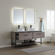 Load image into Gallery viewer, Vinnova Murcia 60&quot; Vanity in Mexican Oak with White Composite Grain Stone Countertop and vessel sink With Mirror- Vinnova