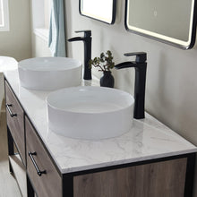 Load image into Gallery viewer, Vinnova Murcia 60&quot; Vanity in Mexican Oak with White Composite Grain Stone Countertop and vessel sink With Mirror- Vinnova
