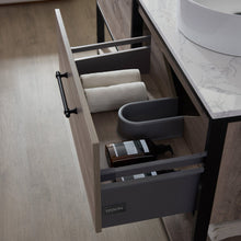 Load image into Gallery viewer, Vinnova Murcia 60&quot; Vanity in Mexican Oak with White Composite Grain Stone Countertop and vessel sink With Mirror- Vinnova