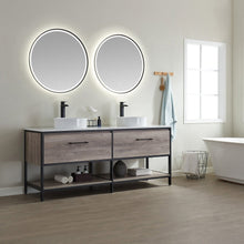 Load image into Gallery viewer, Vinnova Murcia 72&quot; Vanity in Mexican Oak with White Composite Grain Stone Countertop and vessel sink With Mirror- Vinnova