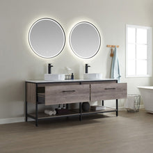 Load image into Gallery viewer, Vinnova Murcia 72&quot; Vanity in Mexican Oak with White Composite Grain Stone Countertop and vessel sink With Mirror- Vinnova