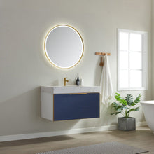 Load image into Gallery viewer, Vinnova Alicante 36&quot; Vanity in Classic Blue with White Sintered Stone Countertop and undermount sink With Mirror- Vinnova