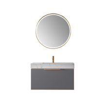 Load image into Gallery viewer, Vinnova Alicante 36&quot; Vanity in Grey with White Sintered Stone Countertop and undermount sink With Mirror- Vinnova