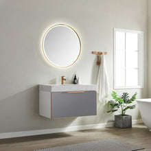 Load image into Gallery viewer, Vinnova Alicante 36&quot; Vanity in Grey with White Sintered Stone Countertop and undermount sink With Mirror- Vinnova