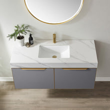 Load image into Gallery viewer, Vinnova Alicante 48&quot; Vanity in Grey with White Sintered Stone Countertop and undermount sink With Mirror- Vinnova
