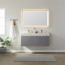 Load image into Gallery viewer, Vinnova Alicante 48M&quot; Vanity in Grey with White Sintered Stone Countertop and undermount sink With Mirror- Vinnova