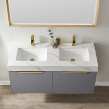 Load image into Gallery viewer, Vinnova Alicante 48M&quot; Vanity in Grey with White Sintered Stone Countertop and undermount sink With Mirror- Vinnova