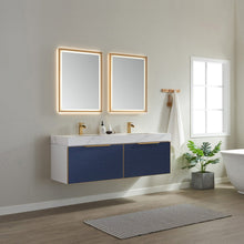 Load image into Gallery viewer, Vinnova Alicante 60&quot; Vanity in Classic Blue with White Sintered Stone Countertop and undermount sink With Mirror- Vinnova