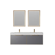 Load image into Gallery viewer, Vinnova Alicante 60&quot; Vanity in Grey with White Sintered Stone Countertop and undermount sink With Mirror- Vinnova