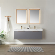 Load image into Gallery viewer, Vinnova Alicante 60&quot; Vanity in Grey with White Sintered Stone Countertop and undermount sink With Mirror- Vinnova