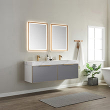 Load image into Gallery viewer, Vinnova Alicante 60&quot; Vanity in Grey with White Sintered Stone Countertop and undermount sink With Mirror- Vinnova