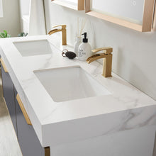 Load image into Gallery viewer, Vinnova Alicante 60&quot; Vanity in Grey with White Sintered Stone Countertop and undermount sink With Mirror- Vinnova