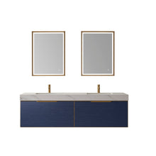 Load image into Gallery viewer, Vinnova Alicante 72&quot; Vanity in Classic Blue with White Sintered Stone Countertop and undermount sink With Mirror- Vinnova