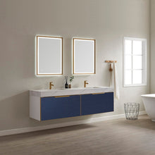 Load image into Gallery viewer, Vinnova Alicante 72&quot; Vanity in Classic Blue with White Sintered Stone Countertop and undermount sink With Mirror- Vinnova