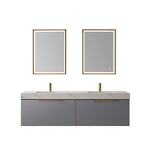 Load image into Gallery viewer, Vinnova Alicante 72&quot; Vanity in Grey with White Sintered Stone Countertop and undermount sink With Mirror- Vinnova