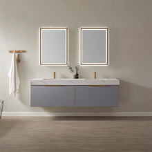 Load image into Gallery viewer, Vinnova Alicante 72&quot; Vanity in Grey with White Sintered Stone Countertop and undermount sink With Mirror- Vinnova