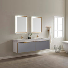 Load image into Gallery viewer, Vinnova Alicante 72&quot; Vanity in Grey with White Sintered Stone Countertop and undermount sink With Mirror- Vinnova