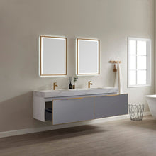 Load image into Gallery viewer, Vinnova Alicante 72&quot; Vanity in Grey with White Sintered Stone Countertop and undermount sink With Mirror- Vinnova