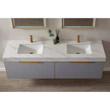 Load image into Gallery viewer, Vinnova Alicante 72&quot; Vanity in Grey with White Sintered Stone Countertop and undermount sink With Mirror- Vinnova