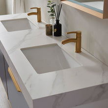 Load image into Gallery viewer, Vinnova Alicante 72&quot; Vanity in Grey with White Sintered Stone Countertop and undermount sink With Mirror- Vinnova