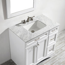 Load image into Gallery viewer, Vinnova Naples 36" Vanity in White with Carrara White Marble Countertop With Mirror- Vinnova