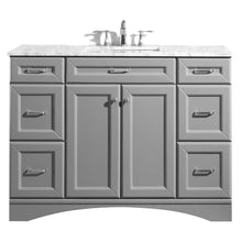 Load image into Gallery viewer, Vinnova Naples 48&quot; Vanity in Grey with Carrara White Marble Countertop Without Mirror- Vinnova