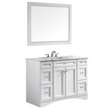 Load image into Gallery viewer, Vinnova Naples 48&quot; Vanity in White with Carrara White Marble Countertop With Mirror- Vinnova