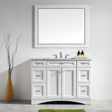 Load image into Gallery viewer, Vinnova Naples 48&quot; Vanity in White with Carrara White Marble Countertop With Mirror- Vinnova