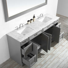 Load image into Gallery viewer, Vinnova Naples 72&quot; Vanity in Grey with Carrara White Marble Countertop With Mirror- Vinnova