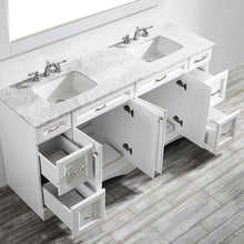 Load image into Gallery viewer, Vinnova Naples 72&quot; Vanity in White with Carrara White Marble Countertop With Mirror- Vinnova