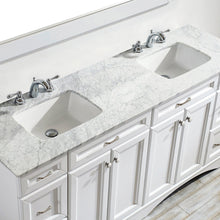 Load image into Gallery viewer, Vinnova Naples 72&quot; Vanity in White with Carrara White Marble Countertop Without Mirror- Vinnova