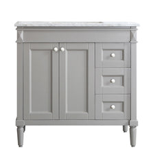 Load image into Gallery viewer, Vinnova Catania 36&quot; Vanity in Grey with Carrara White Marble Countertop Without Mirror- Vinnova