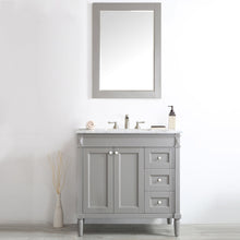 Load image into Gallery viewer, Vinnova Catania 36&quot; Vanity in Grey with Carrara White Marble Countertop With Mirror- Vinnova