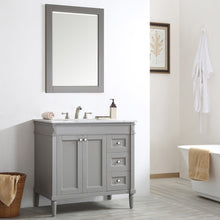 Load image into Gallery viewer, Vinnova Catania 36&quot; Vanity in Grey with Carrara White Marble Countertop Without Mirror- Vinnova