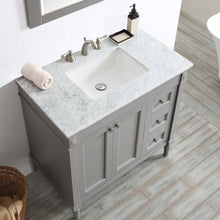 Load image into Gallery viewer, Vinnova Catania 36&quot; Vanity in Grey with Carrara White Marble Countertop With Mirror- Vinnova