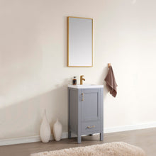 Load image into Gallery viewer, Vinnova Gela 18&quot; Single Sink Bath Vanity in Grey with White Drop-In Ceramic Basin and Mirror- Vinnova