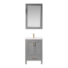 Load image into Gallery viewer, Vinnova Gela 24&quot; Vanity in Grey with White Drop-In Ceramic Basin With Mirror- Vinnova