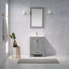 Load image into Gallery viewer, Vinnova Gela 24&quot; Vanity in Grey with White Drop-In Ceramic Basin With Mirror- Vinnova