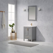Load image into Gallery viewer, Vinnova Gela 24&quot; Vanity in Grey with White Drop-In Ceramic Basin With Mirror- Vinnova