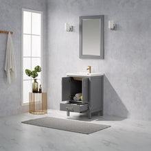 Load image into Gallery viewer, Vinnova Gela 24&quot; Vanity in Grey with White Drop-In Ceramic Basin With Mirror- Vinnova