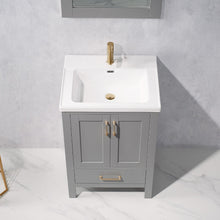 Load image into Gallery viewer, Vinnova Gela 24&quot; Vanity in Grey with White Drop-In Ceramic Basin With Mirror- Vinnova