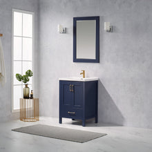 Load image into Gallery viewer, Vinnova Gela 24&quot; Vanity in Royal Blue with White Drop-In Ceramic Basin With Mirror- Vinnova