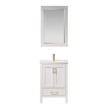 Load image into Gallery viewer, Vinnova Gela 24&quot; Vanity in White with Drop-In White Ceramic Basin With Mirror- Vinnova