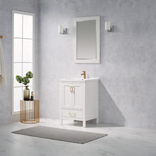 Load image into Gallery viewer, Vinnova Gela 24&quot; Vanity in White with Drop-In White Ceramic Basin With Mirror- Vinnova