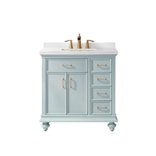 Load image into Gallery viewer, Vinnova Charlotte 36" Vanity in Finnish Green with Carrara White Composite Stone Countertop Without Mirror- Vinnova