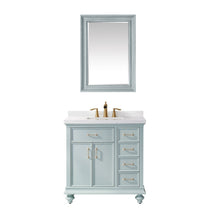 Load image into Gallery viewer, Vinnova Charlotte 36&quot; Vanity in Finnish Green with Carrara White Composite Stone Countertop With Mirror- Vinnova