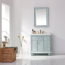 Load image into Gallery viewer, Vinnova Charlotte 36&quot; Vanity in Finnish Green with Carrara White Composite Stone Countertop With Mirror- Vinnova
