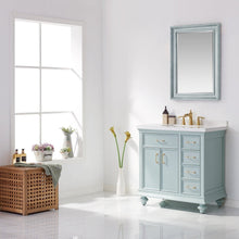 Load image into Gallery viewer, Vinnova Charlotte 36&quot; Vanity in Finnish Green with Carrara White Composite Stone Countertop With Mirror- Vinnova