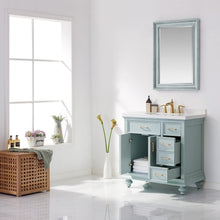 Load image into Gallery viewer, Vinnova Charlotte 36&quot; Vanity in Finnish Green with Carrara White Composite Stone Countertop With Mirror- Vinnova