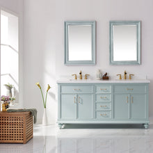 Load image into Gallery viewer, Vinnova Charlotte 72&quot; Vanity in Finnish Green with Carrara White Composite Stone Countertop With Mirror- Vinnova